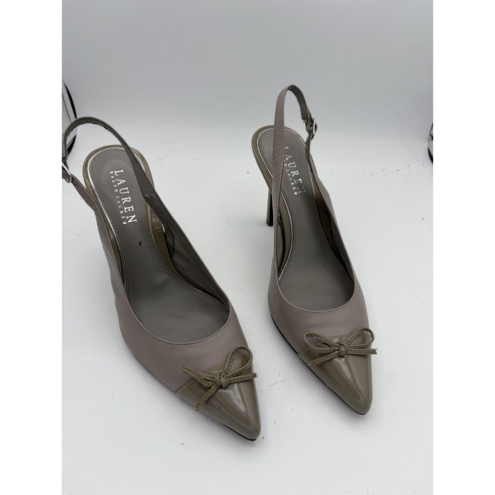 Lauren Ralph Lauren Shoes Womens Size 7 Beige Slingback Bow Heels Pointed Toe